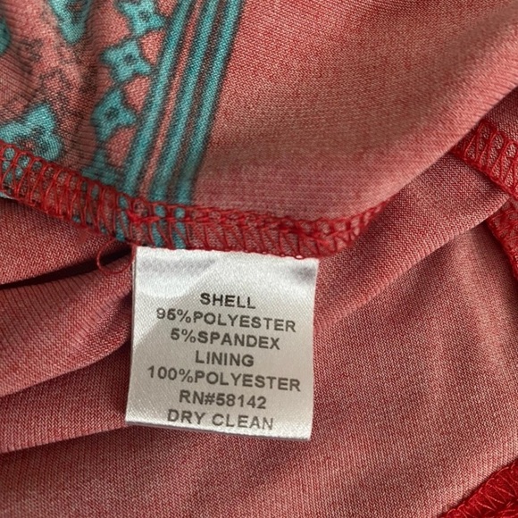 Maggy London Size 8 Red And Teal Geometric Sleeveless V-Neck Maxi Boho Dress - Picture 7 of 7